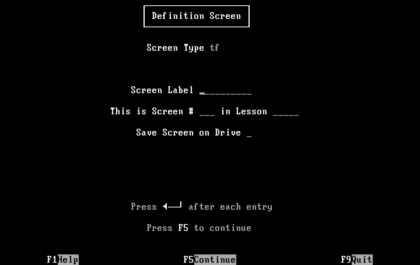 Private Tutor Version 2.00 IBM PC/Compatibles Screenshot: The definition screen.