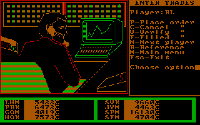 Speculator: A Futures Market Simulator IBM PC/Compatibles Screenshot: On the phone with my broker...