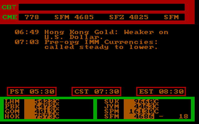 Speculator: A Futures Market Simulator IBM PC/Compatibles Screenshot: The game begins.