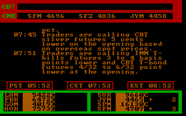 Speculator: A Futures Market Simulator IBM PC/Compatibles Screenshot: Trading continues!