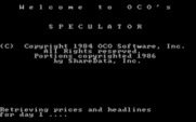 Speculator: A Futures Market Simulator for IBM PC/Compatibles - Title screen.