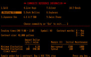 Speculator: A Futures Market Simulator for IBM PC/Compatibles - Commodity reference information.
