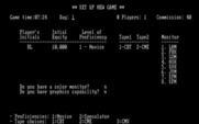 Speculator: A Futures Market Simulator for IBM PC/Compatibles - Game setup menu.