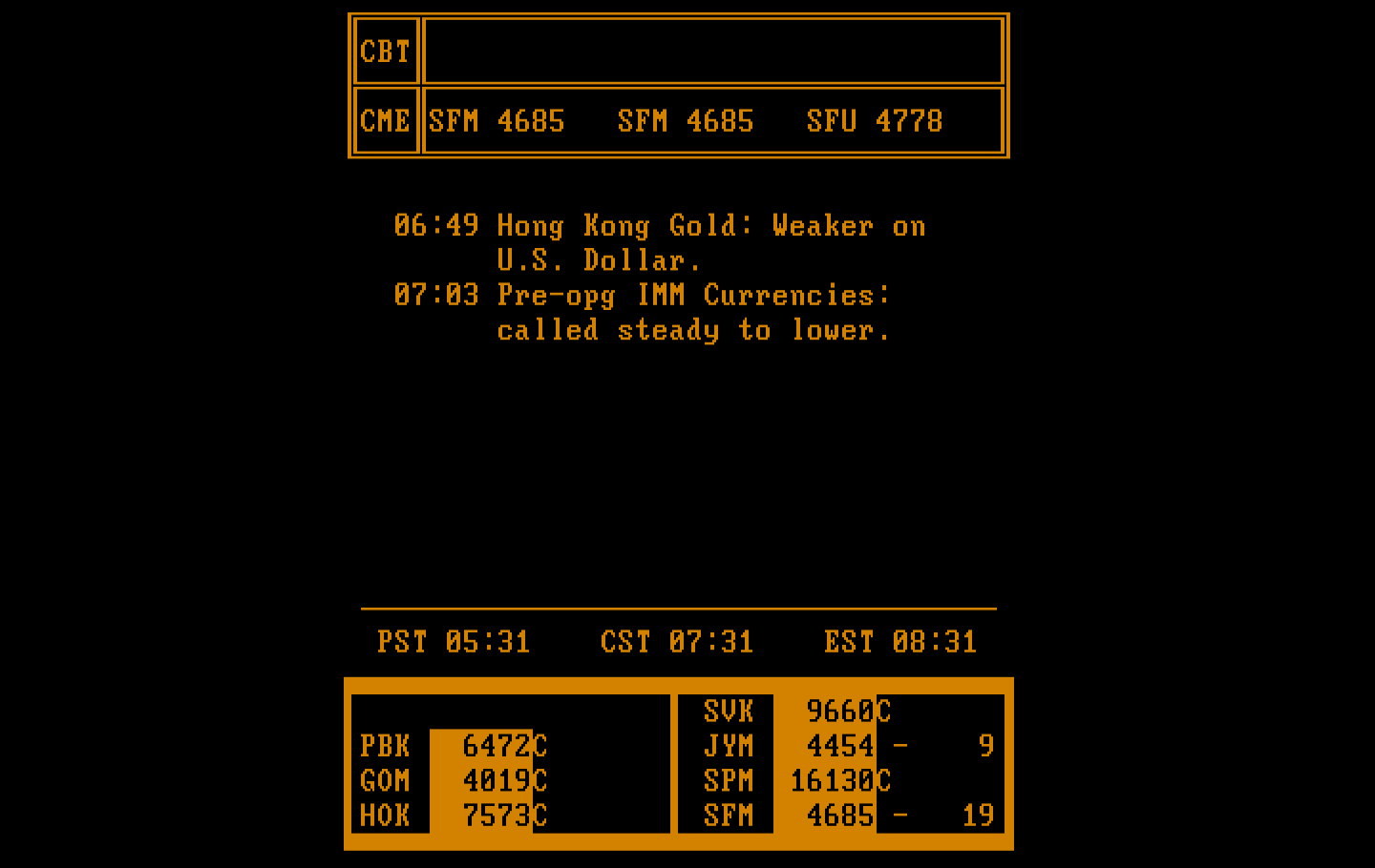 Speculator: A Futures Market Simulator IBM PC/Compatibles Screenshot: Game start.
