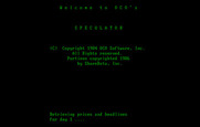 Speculator: A Futures Market Simulator for IBM PC/Compatibles - Title screen.