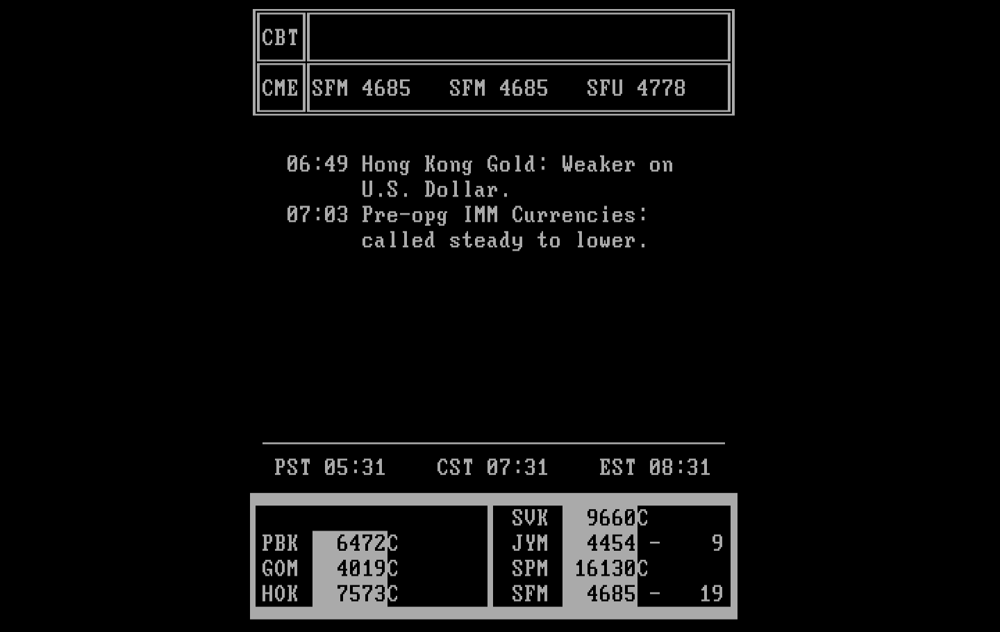 Speculator: A Futures Market Simulator IBM PC/Compatibles Screenshot: Game start.