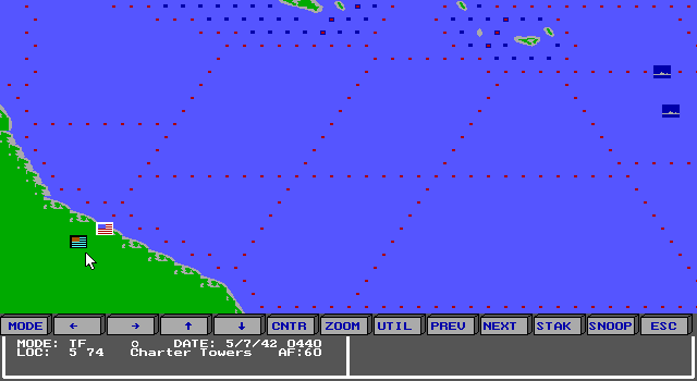 Carrier Strike: South Pacific 1942-44 IBM PC/Compatibles Screenshot: Map view.