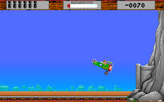 Manfred von Krashenbern's Flying Circus IBM PC/Compatibles Screenshot: Oops, a cliff! This way is a dead end...