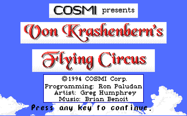 Manfred von Krashenbern's Flying Circus IBM PC/Compatibles Screenshot: Title screen.