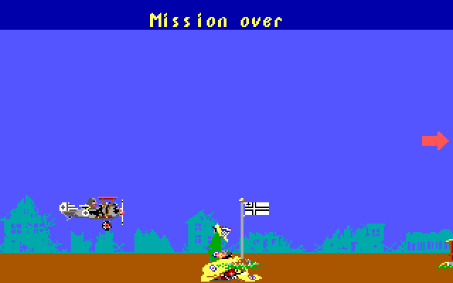 Manfred von Krashenbern's Flying Circus IBM PC/Compatibles Screenshot: Mission over.