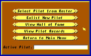 Manfred von Krashenbern's Flying Circus for IBM PC/Compatibles - Pilot menu.