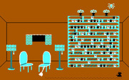 Alley Cat for IBM PC/Compatibles - This house features a large bookcase.