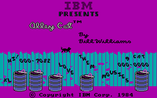 Alley Cat IBM PC/Compatibles Screenshot: Title screen.