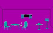 Alley Cat for IBM PC/Compatibles - Another house; this time with a fish bowl.