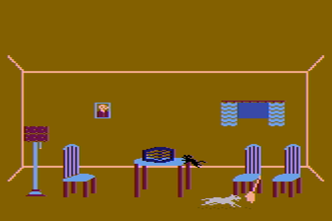 Alley Cat Atari 8-bit Screenshot: Watch out for dogs!