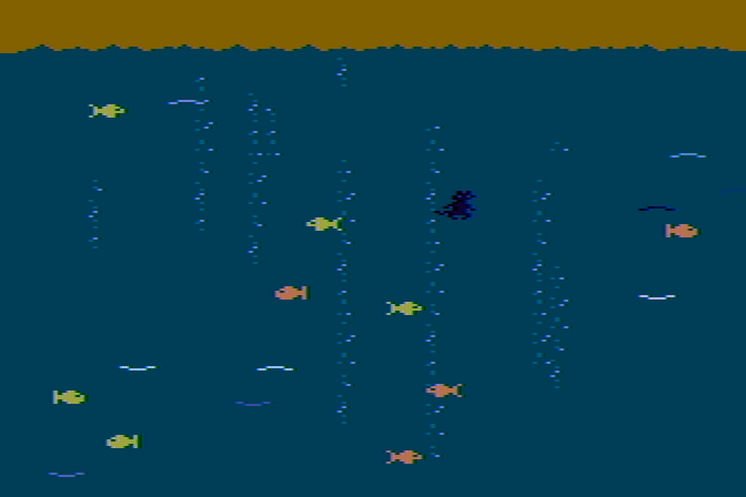 Alley Cat Atari 8-bit Screenshot: Catch the fish, if you can!