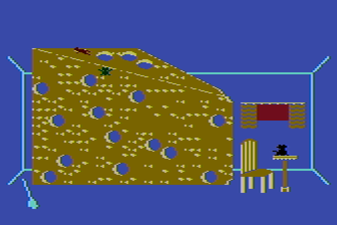 Alley Cat Atari 8-bit Screenshot: Now that's a big block of cheese!