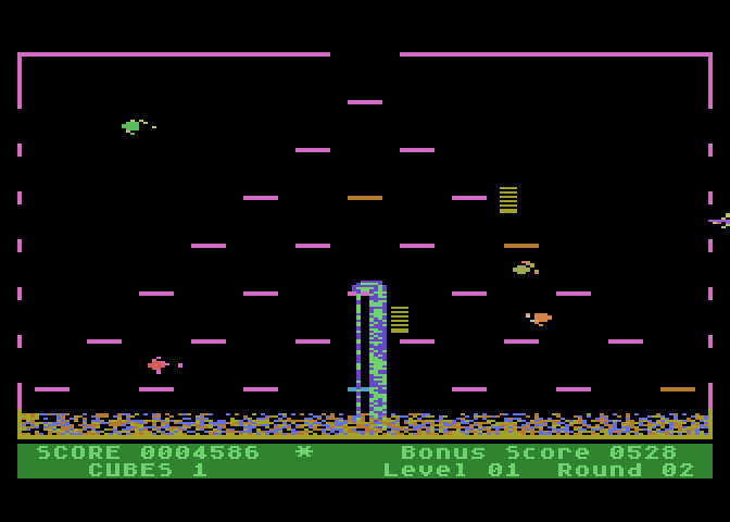 Mr. Cool Atari 8-bit Screenshot: One of the springs hit me, so Mr. Cool melts again...