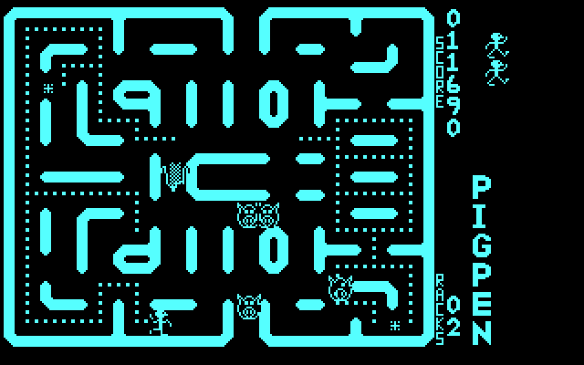 Pig Pen IBM PC/Compatibles Screenshot: Sometimes bonus items appear in the maze!