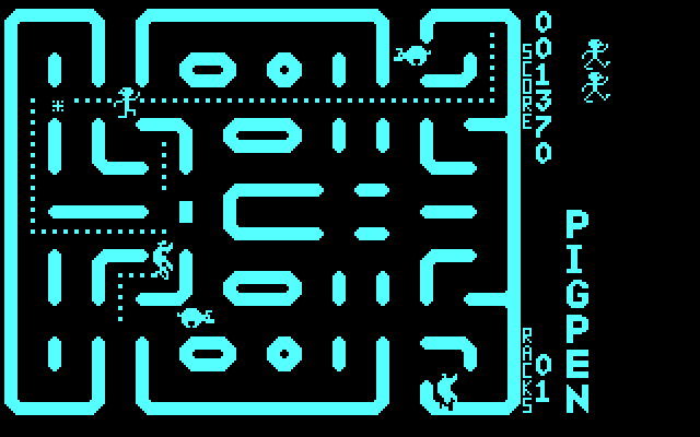 Pig Pen IBM PC/Compatibles Screenshot: The game begins.