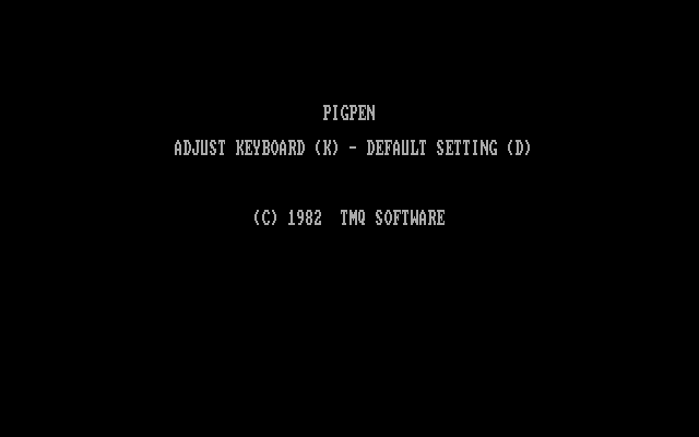 Pig Pen IBM PC/Compatibles Screenshot: You can select which keys to use, or keep the default values.