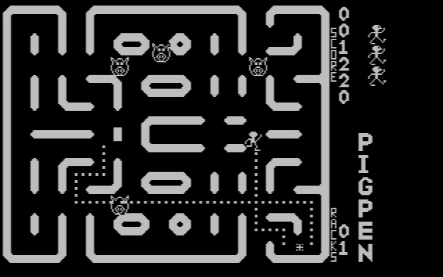 Pig Pen IBM PC/Compatibles Screenshot: You can chase the pigs when they are in face form.