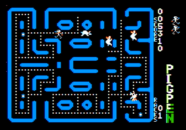 Pig Pen Apple II Screenshot: This round is almost complete.
