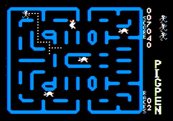 Pig Pen Apple II Screenshot: Start of round 2.