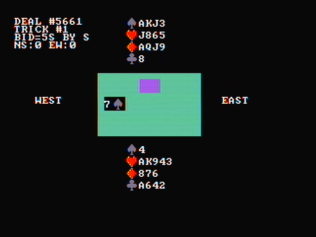 Tom Throop's Bridge Baron IBM PC/Compatibles Screenshot: Playing a hand.