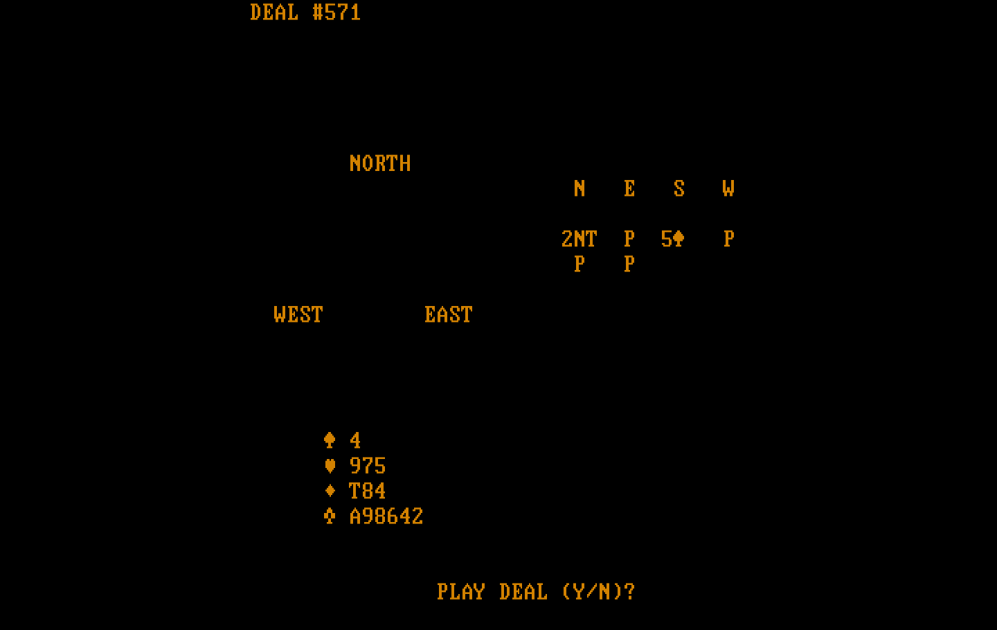 Tom Throop's Bridge Baron IBM PC/Compatibles Screenshot: Play this deal?