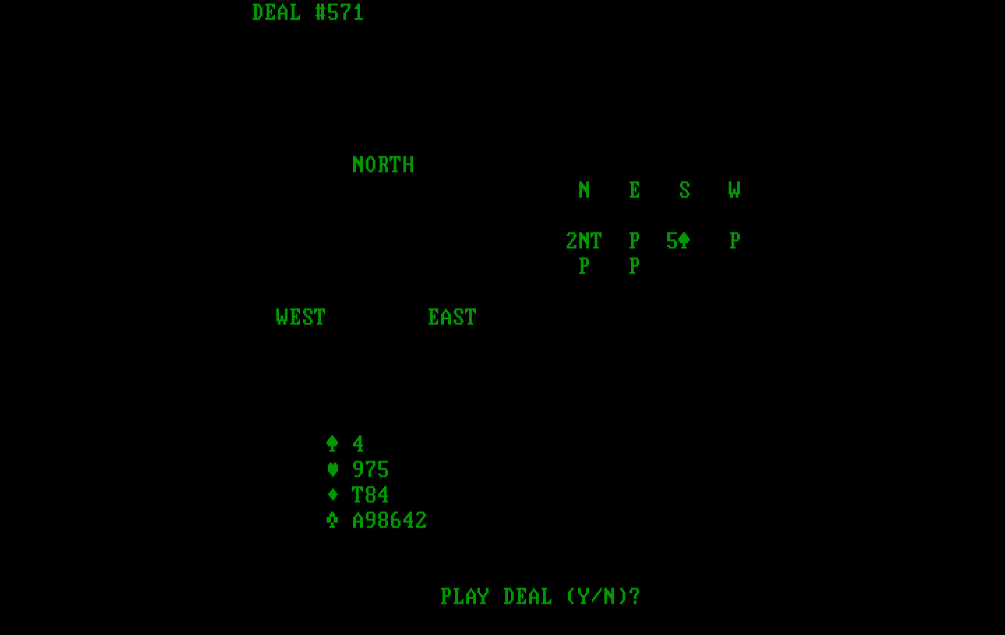 Tom Throop's Bridge Baron IBM PC/Compatibles Screenshot: Play this deal?