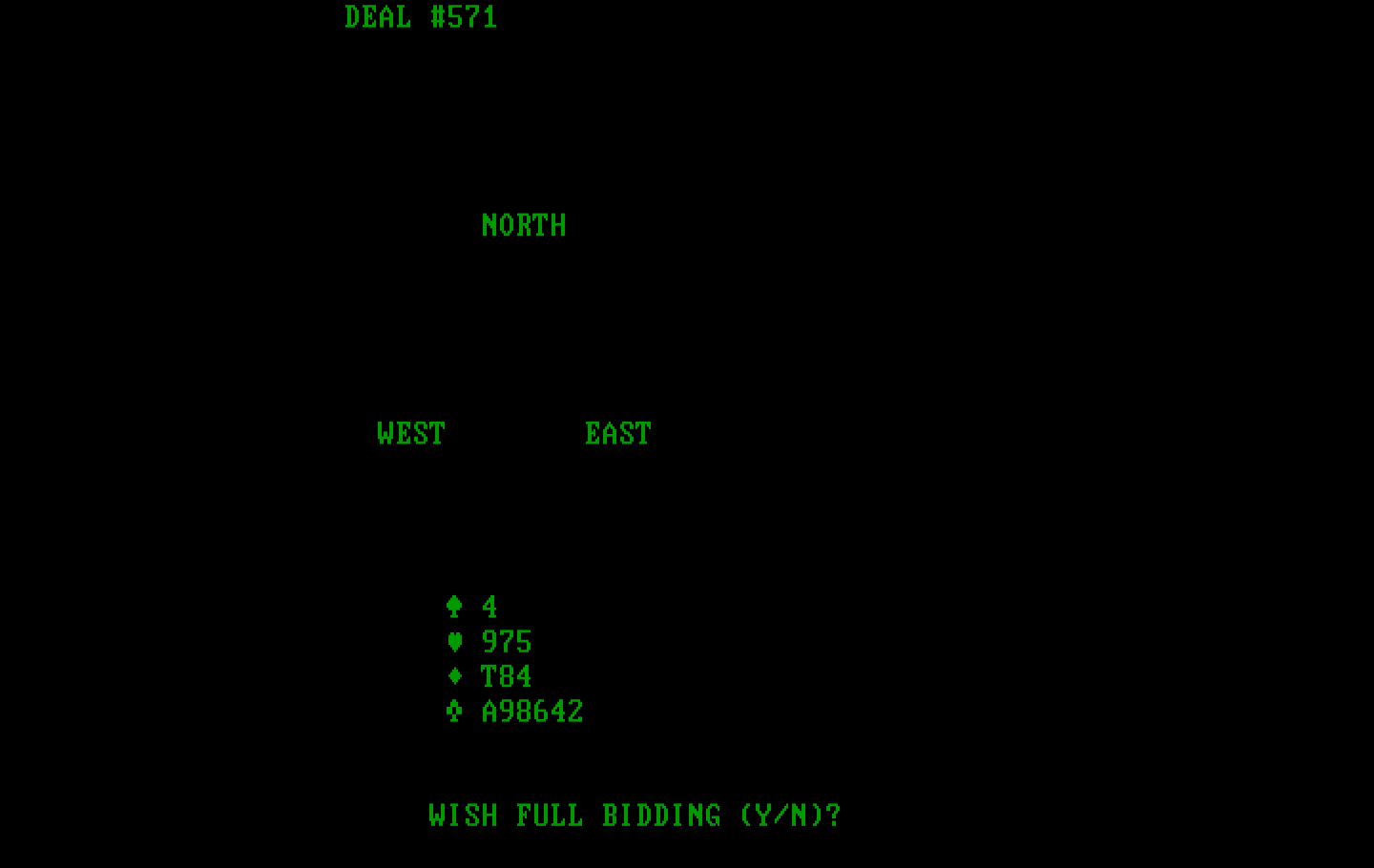 Tom Throop's Bridge Baron IBM PC/Compatibles Screenshot: Do you wish full bidding?
