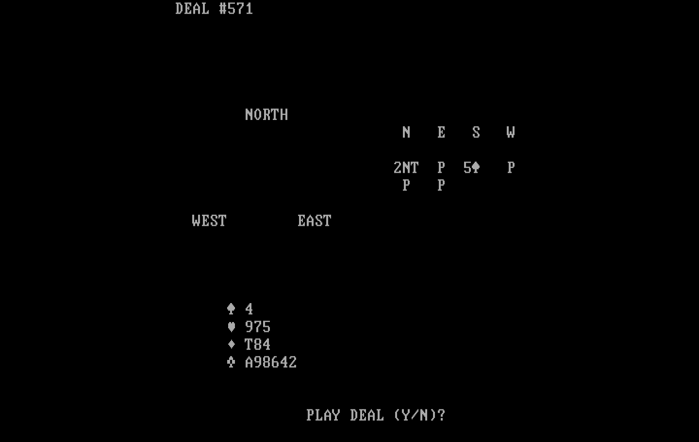 Tom Throop's Bridge Baron IBM PC/Compatibles Screenshot: Play this deal?