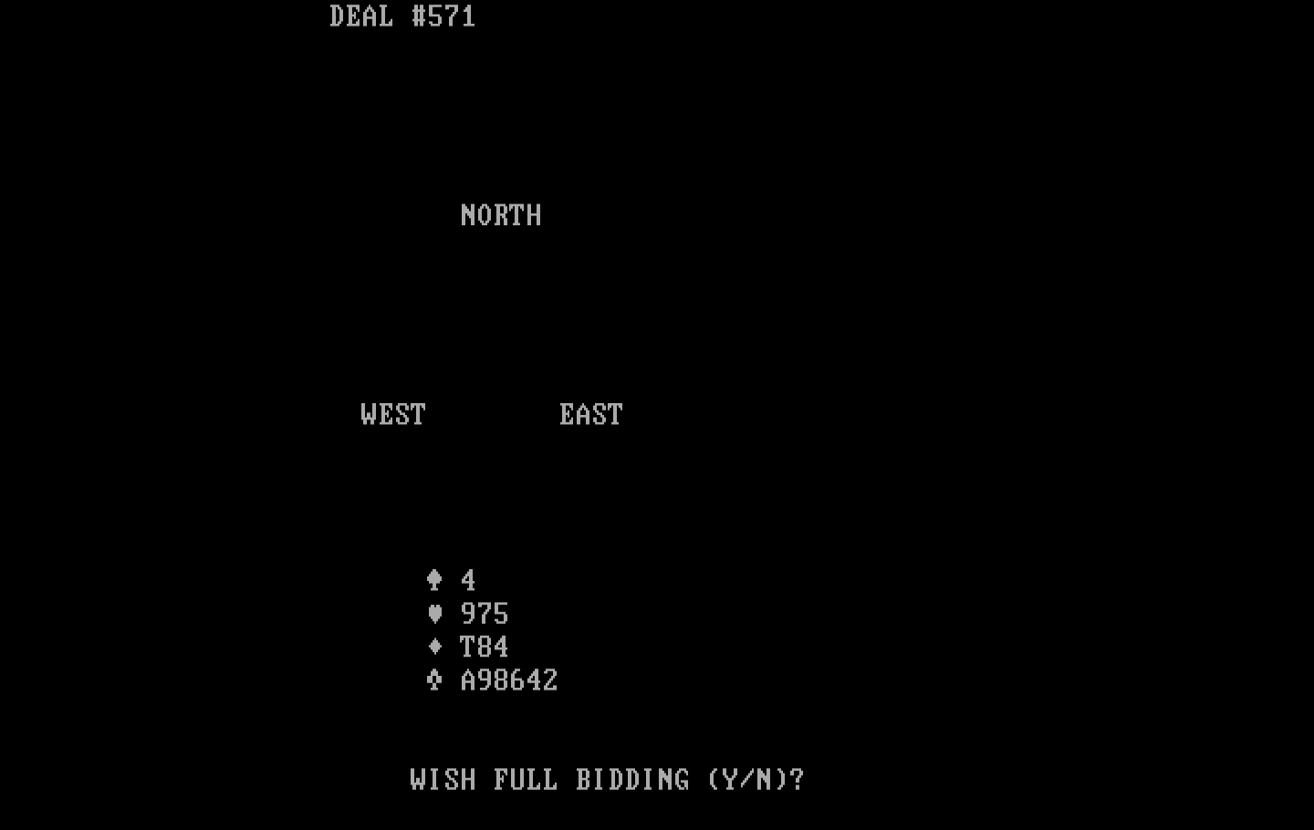 Tom Throop's Bridge Baron IBM PC/Compatibles Screenshot: Do you wish full bidding?