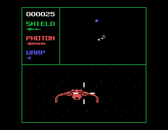 Star Trek: Strategic Operations Simulator TI-99/4A Screenshot: Enemy in sight!