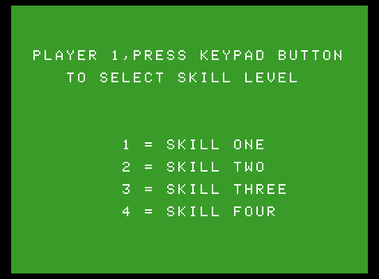 Star Trek: Strategic Operations Simulator ColecoVision Screenshot: Select a skill level.