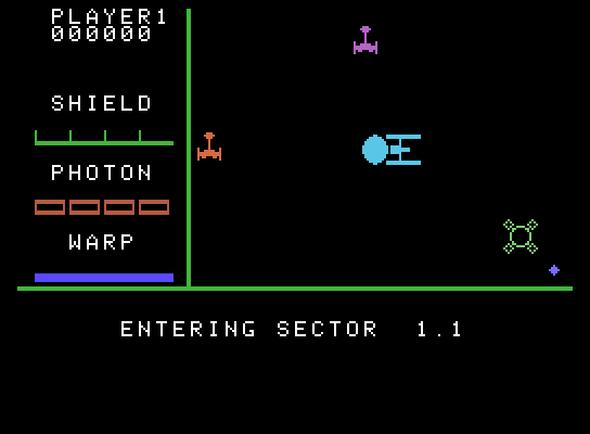 Star Trek: Strategic Operations Simulator ColecoVision Screenshot: Entering sector 1.1...