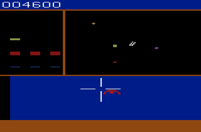 Star Trek: Strategic Operations Simulator Atari 2600 Screenshot: Defend starbases that are under attack, if you can!