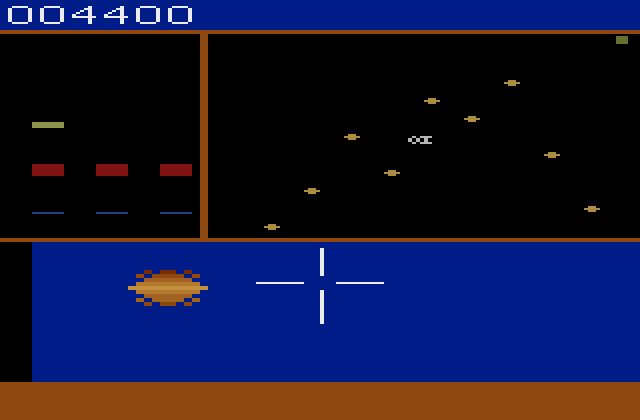 Star Trek: Strategic Operations Simulator Atari 2600 Screenshot: Navigating past asteroids...