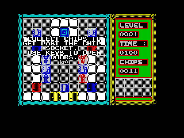 Chip's Challenge ZX Spectrum Screenshot: Time for lesson 1!