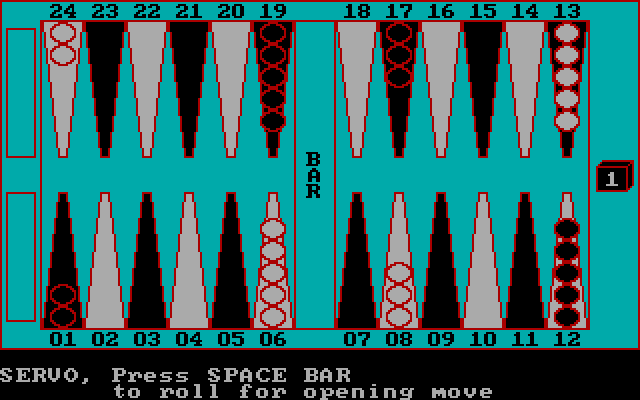 Backgammon IBM PC/Compatibles Screenshot: Starting the game.
