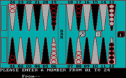 Backgammon for IBM PC/Compatibles - Select a piece to move.
