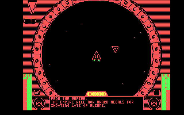 Star Empire IBM PC/Compatibles Screenshot: Medals awarded for shooting aliens.