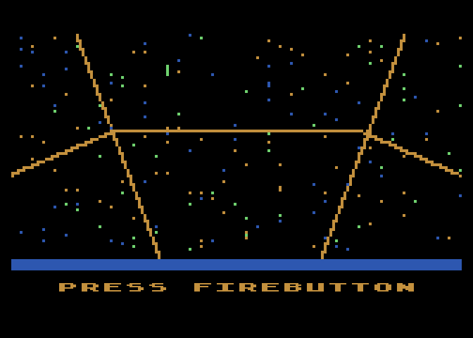 Last Warrior, The Atari 8-bit Screenshot: Starting screen; press fire button to begin!