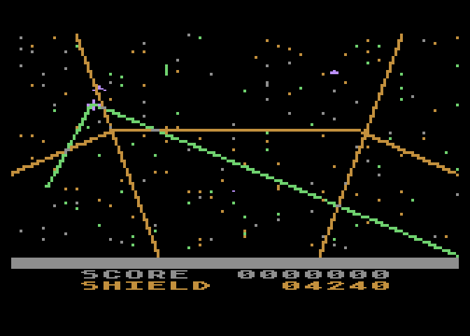 Last Warrior, The Atari 8-bit Screenshot: Attempting to blast an opponent...