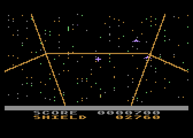 Last Warrior, The Atari 8-bit Screenshot: More enemy ships appear...