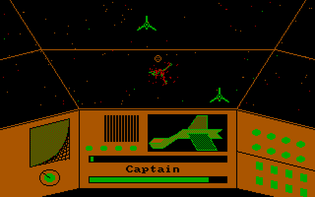 Last Warrior, The IBM PC/Compatibles Screenshot: One ship down...more will appear to replace it.