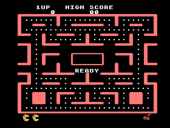 Ms. Pac-Man TI-99/4A Screenshot: Ready player one?