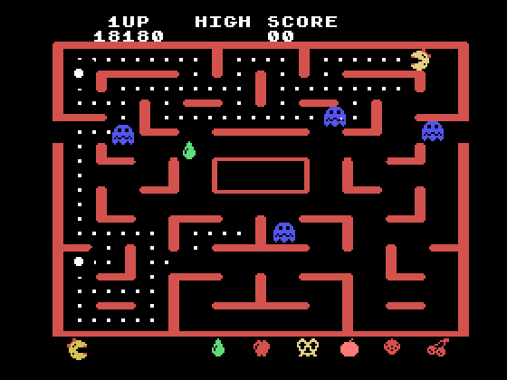 Ms. Pac-Man TI-99/4A Screenshot: Only a few dots left...