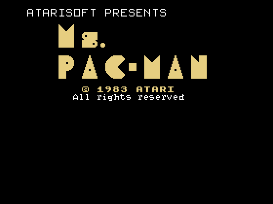Ms. Pac-Man TI-99/4A Screenshot: Title screen.